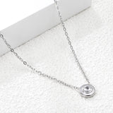 9.3mm round with white diamonds accessories 42+5cm end chain+4.6*7.4mm crescent tail plate necklace steel color