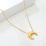 14.1*13.3mm moon accessory 50+5cm end chain+4.6*7.4mm crescent moon tail plate necklace gold color