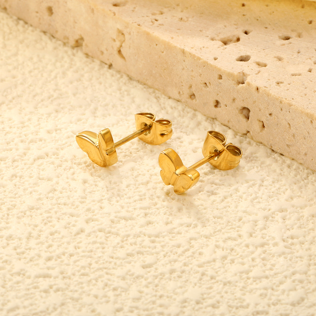 6.7*5.7mm Butterfly regular pin earrings steel color/golden color