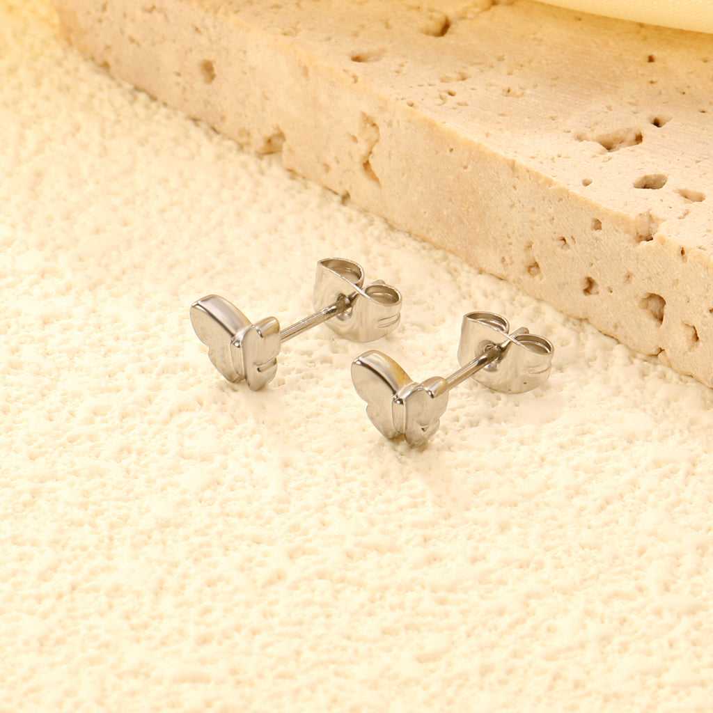 6.7*5.7mm Butterfly regular pin earrings steel color/golden color