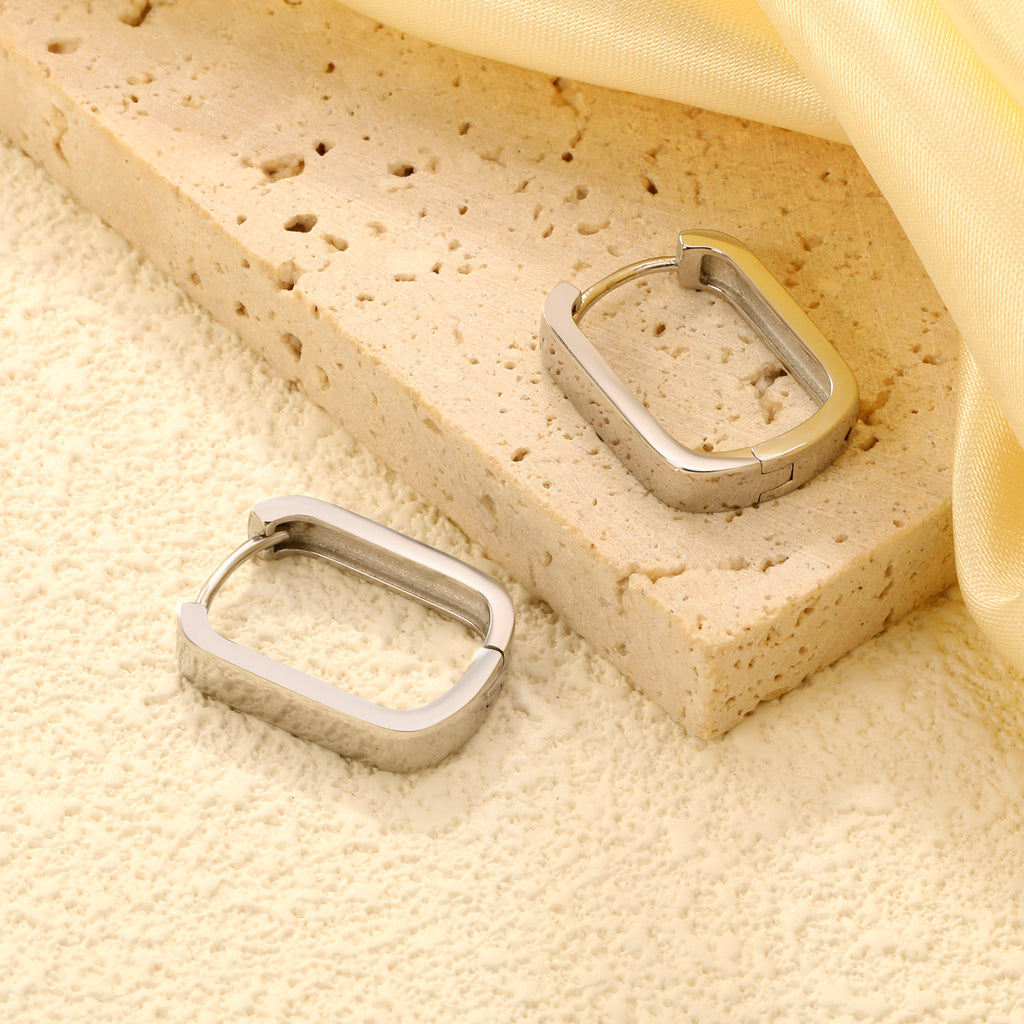 16.3*21.5mm rectangle earrings steel color