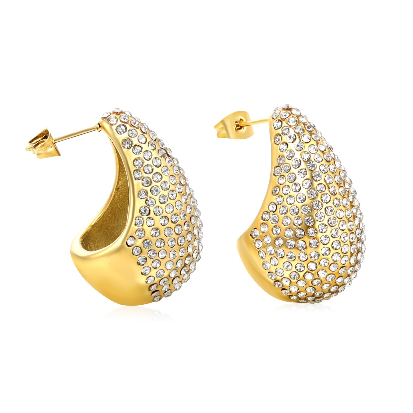 20.3*30mm drop earrings with white diamonds Gold color asonjewelry