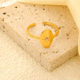 18K Gold Plated Stainless Steel Star Open Ring - Sparkling Diamond-Accented Minimalist Jewelry