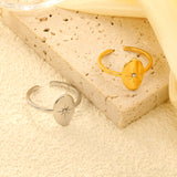 18K Gold Plated Stainless Steel Star Open Ring - Sparkling Diamond-Accented Minimalist Jewelry
