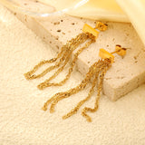 8.9*3.9mm rectangle + 4.5cm tassel earrings gold color