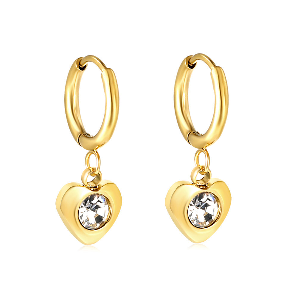 1.6x11mm circle with heart-shaped white diamond stud earrings asonjewelry