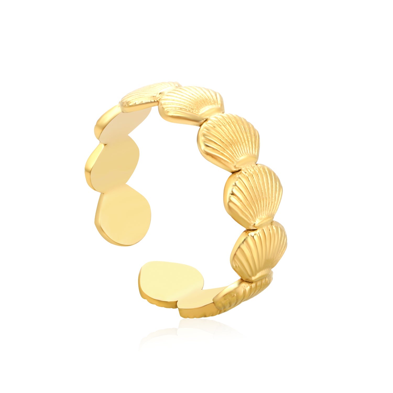 Gold Shell & Disc Band Ring asonjewelry