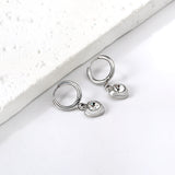 1.6x11mm circle with heart-shaped white diamond stud earrings