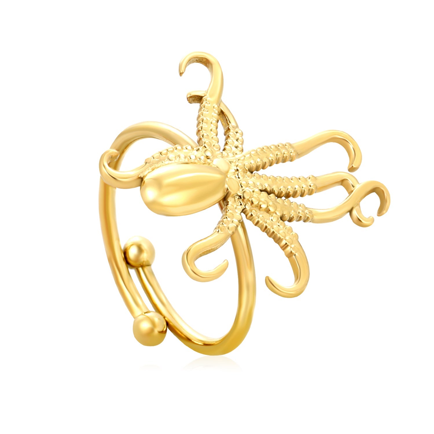 Gold Octopus Open Ring asonjewelry