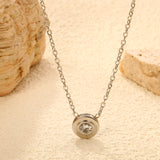 9.3mm round with white diamonds accessories 42+5cm end chain+4.6*7.4mm crescent tail plate necklace steel color
