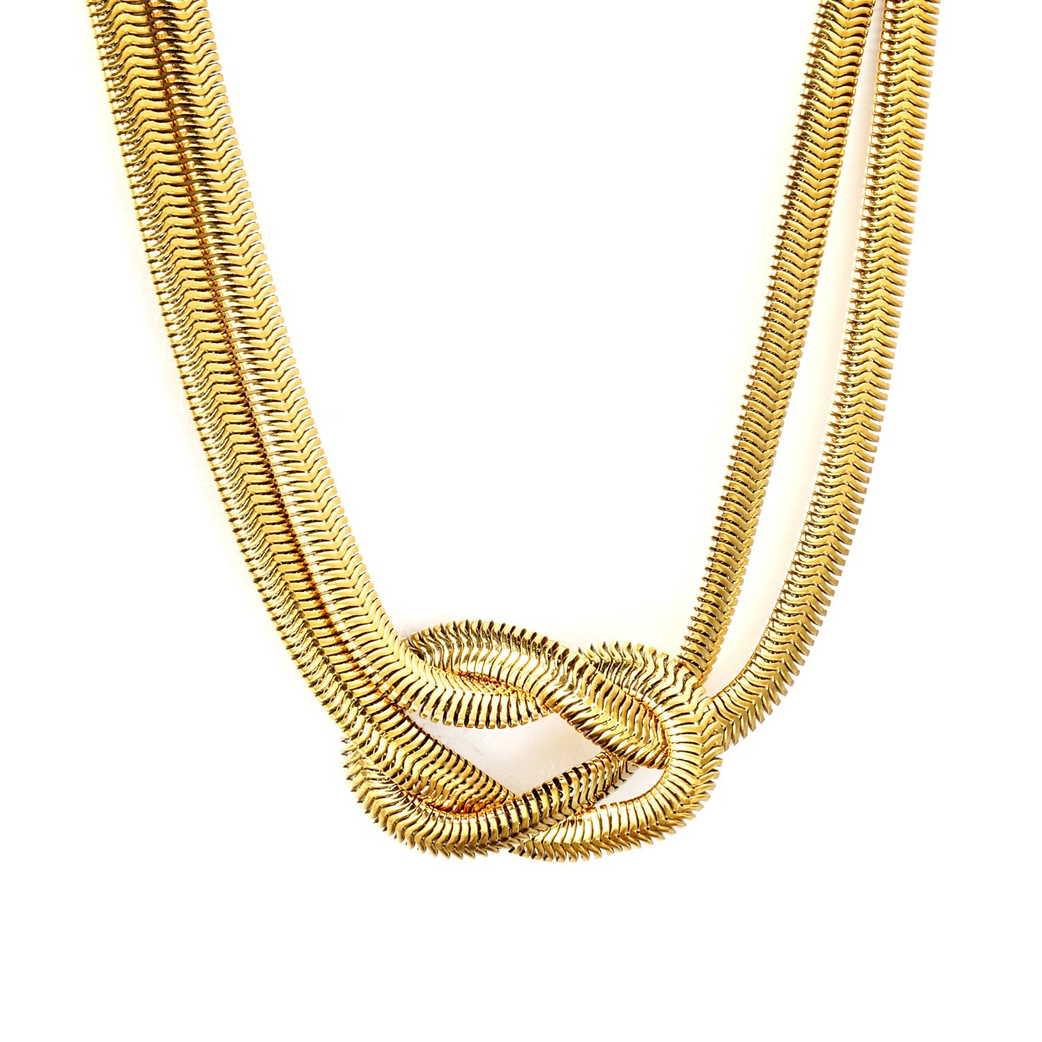 25*16mm snapback knot double chain line width 4mm*40+5cm+6mm round end tag Gold color asonjewelry