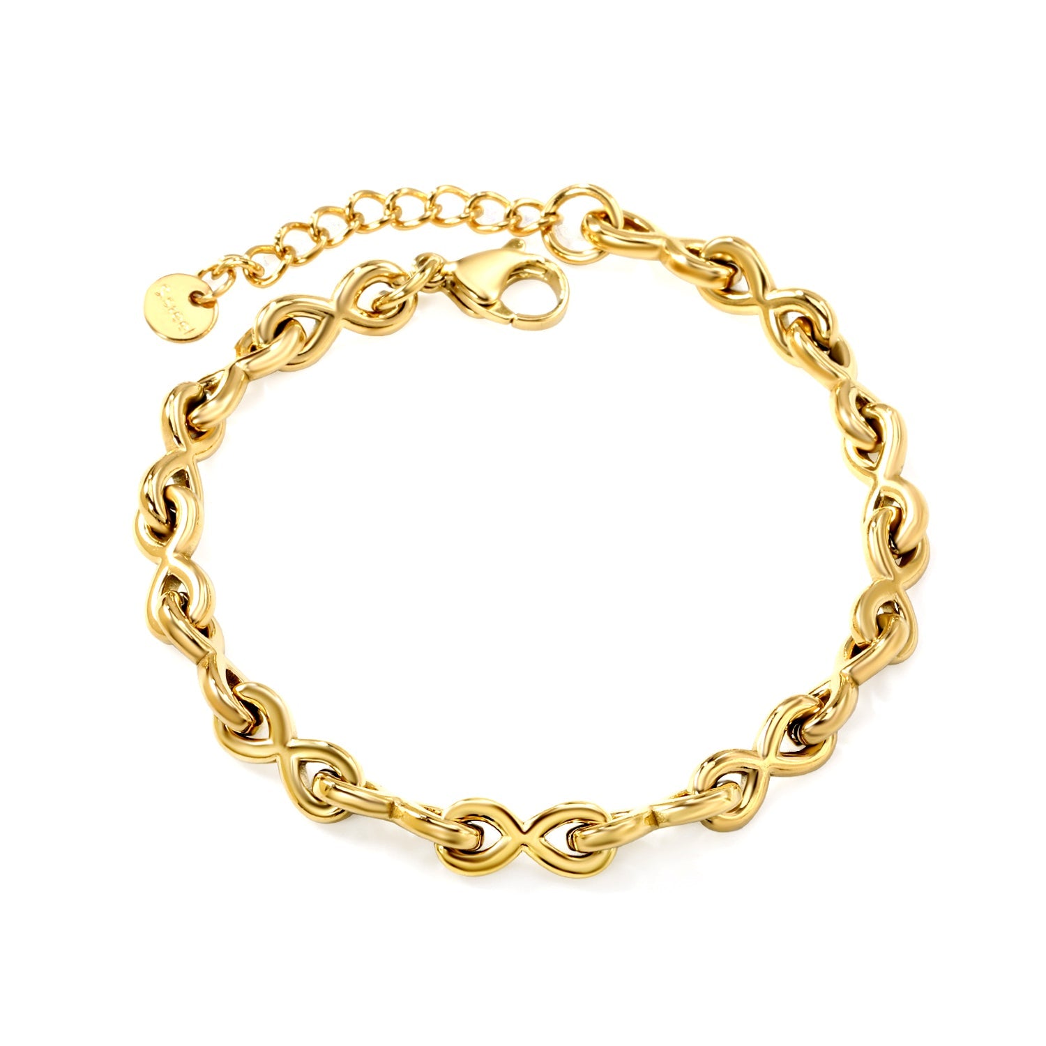 Thick 2*W14*H6mm 8-letter clasp accessory bracelet 17+3+6mm round tail plate Gold color asonjewelry