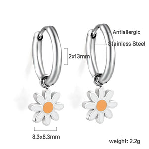 2x13mm circle with white small zouju earrings
