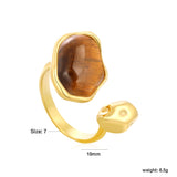 Height 19mm Irregular Oval White Mother-of-White/Brown Open Ring Gold 7#