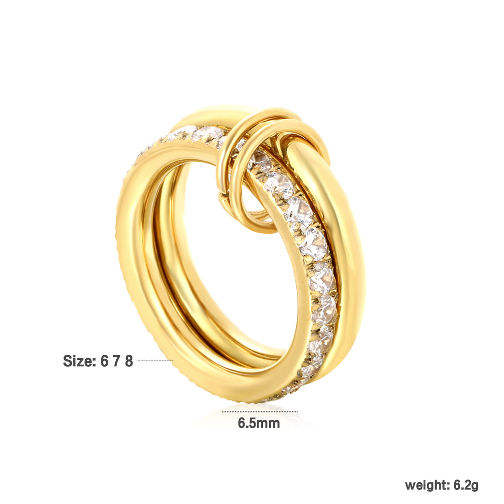 Height 6.5mm Double Ring with Diamonds Ring Gold/Two-Tone Gold