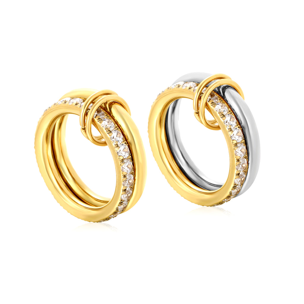 Height 6.5mm Double Ring with Diamonds Ring Gold/Two-Tone Gold
