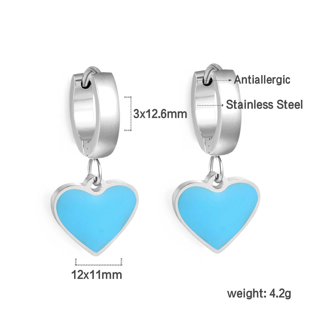 3x12.6mm circle with heart-shaped oil drop earrings asonjewelry