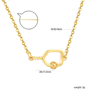 20*11.3mm Openwork Tennis Racket Accessory 0.4mm Cross Chain Round Tassel Pendant Necklace Gold