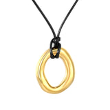 29*35mm openwork irregular circle pendant 2.0mm wax cord 60cm sweater chain necklace, gold