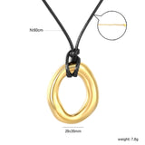 29*35mm openwork irregular circle pendant 2.0mm wax cord 60cm sweater chain necklace, gold