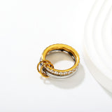 Height 6.5mm Double Ring with Diamonds Ring Gold/Two-Tone Gold