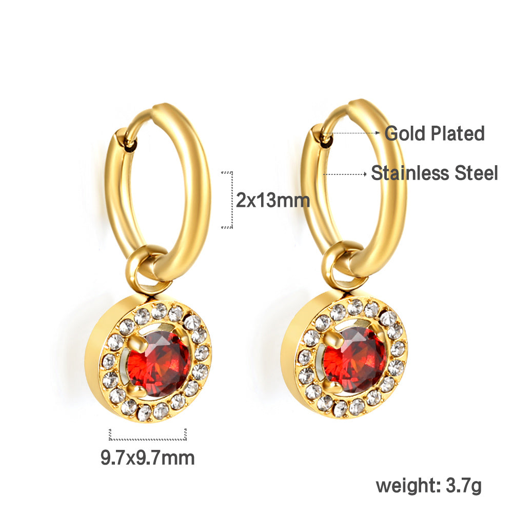 2x13mm circle with round diamond + white diamond hoop earrings asonjewelry