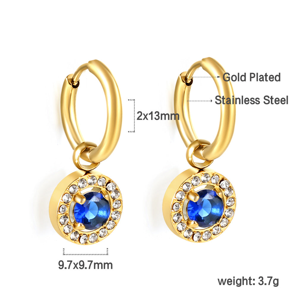 2x13mm circle with round diamond + white diamond hoop earrings asonjewelry