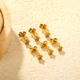 3 pairs of 5mm star stud earrings with white rhinestones in gold