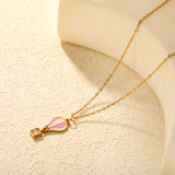 6mm Diamond 10*13mm Hot Air Balloon Pendant 0.4mm Cross Chain Round End Cap Necklace Gold