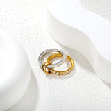 Height 6.5mm Double Ring with Diamonds Ring Gold/Two-Tone Gold