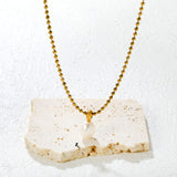 9*11mm Freshwater Pearl Pendant with 2mm Bead Chain and Round End Cap Necklace, Gold