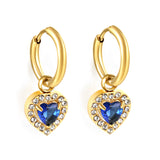 2x13mm circle with heart-shaped diamond + white diamond hoop earrings