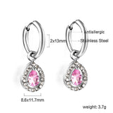 2x13mm circle with drop-shaped diamond + white diamond hoop earrings