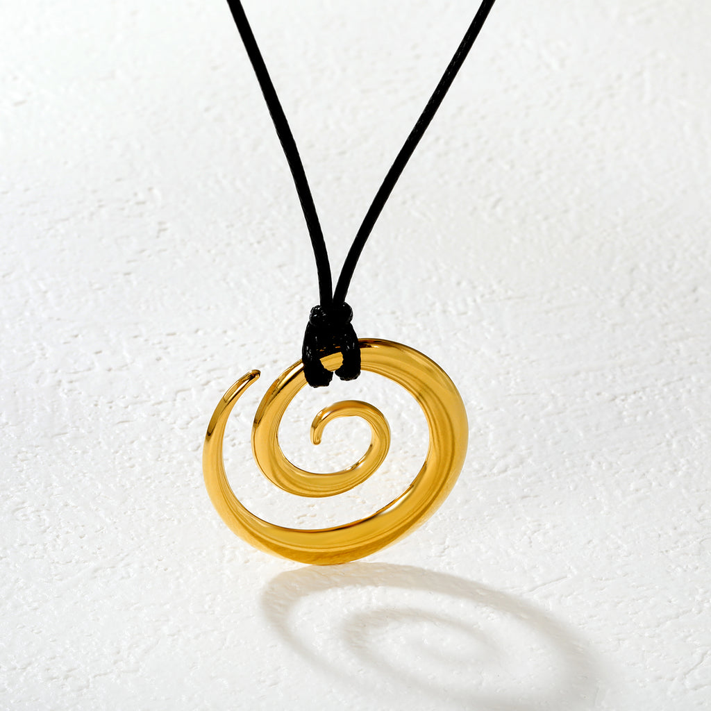 38*37mm Openwork Threaded 2.0mm Wax Cord 60cm Sweater Chain Necklace Gold