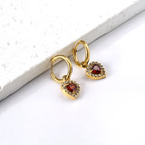 2x13mm circle with heart-shaped diamond + white diamond hoop earrings