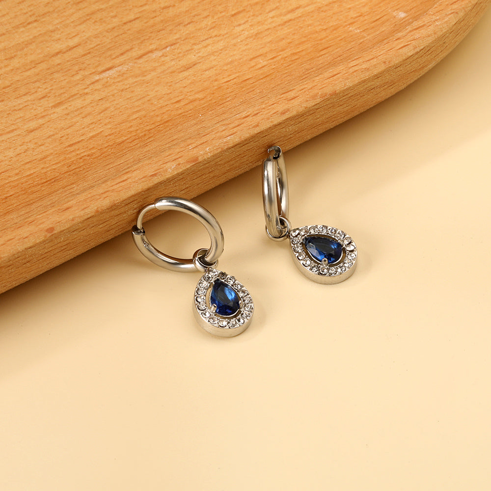 2x13mm circle with drop-shaped diamond + white diamond hoop earrings asonjewelry