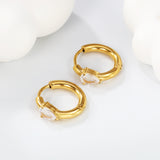 4.8*6.4-6.8mm teardrop shaped three claw white zirconium earrings 2.2-2.5*inner diameter 10-11mm steel color/golden color