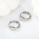 4.8*6.4-6.8mm teardrop shaped three claw white zirconium earrings 2.2-2.5*inner diameter 10-11mm steel color/golden color