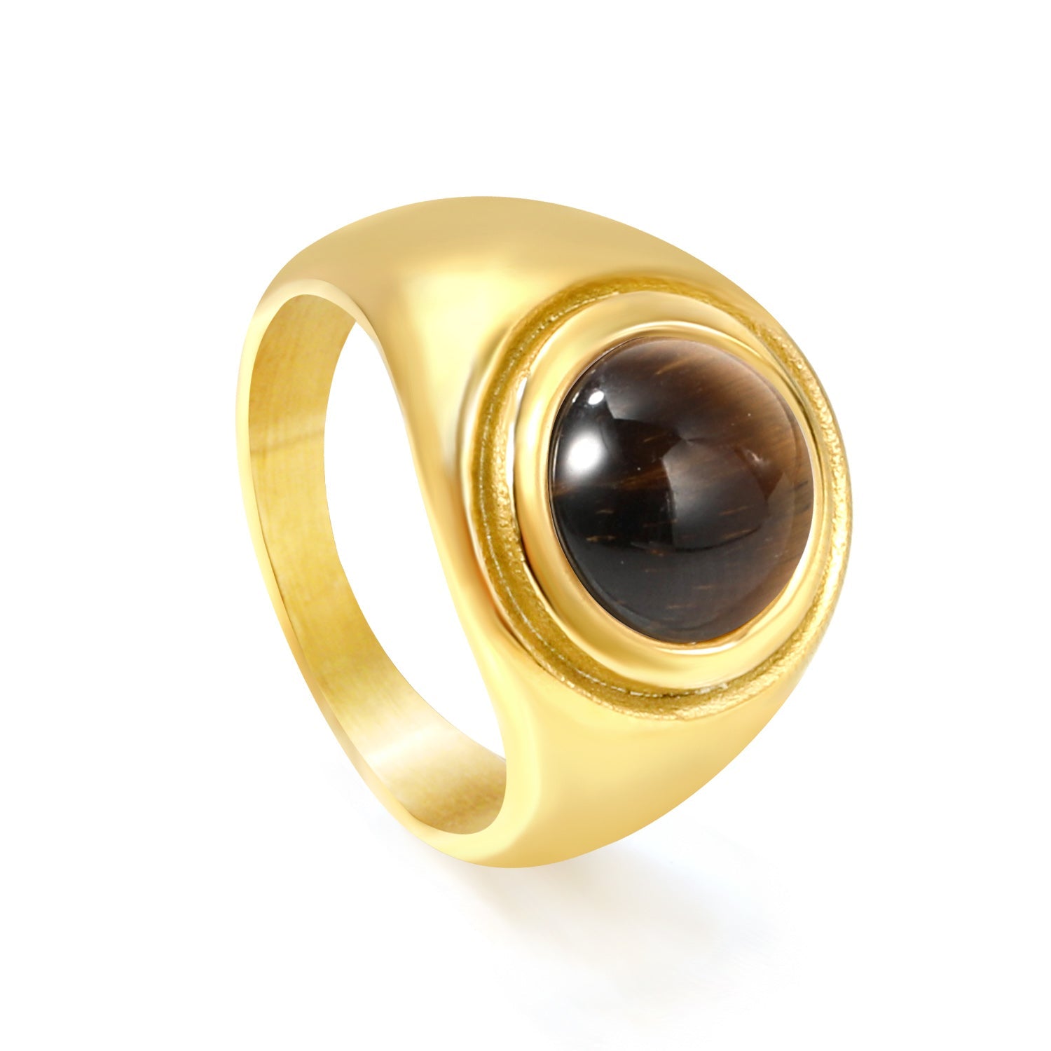 Cast Ring Bands & Round Brown Cat's Eye Ring asonjewelry