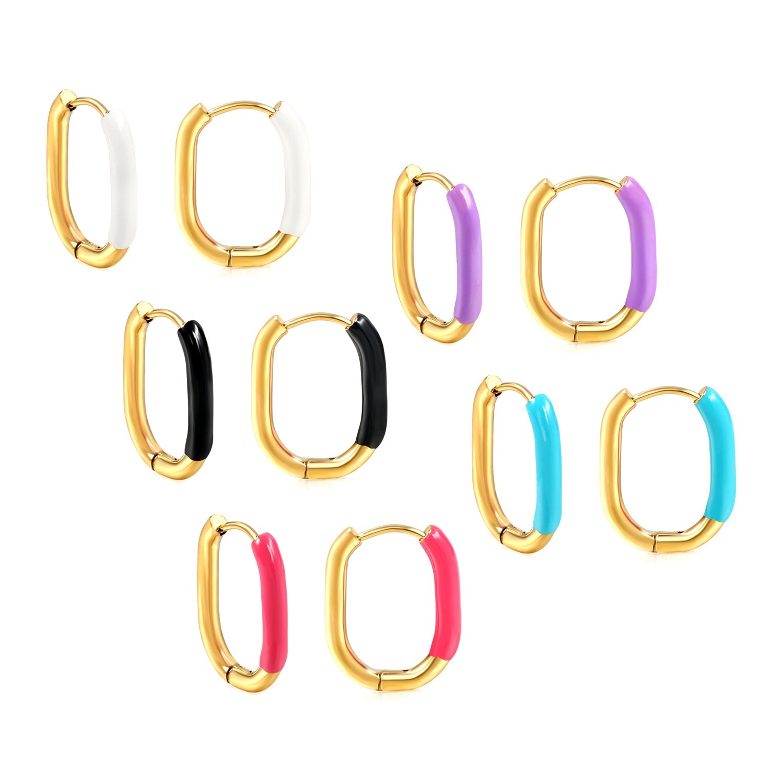 U-Shape Single White/Black/Purple/Pink/Lake Blue Drop Earrings 15.7*20.7*2.5mm asonjewelry