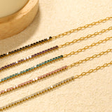 2mm white/black/purple/pink/light blue four-prong round zirconia 18+3cm+6mm round pendant bracelet, gold