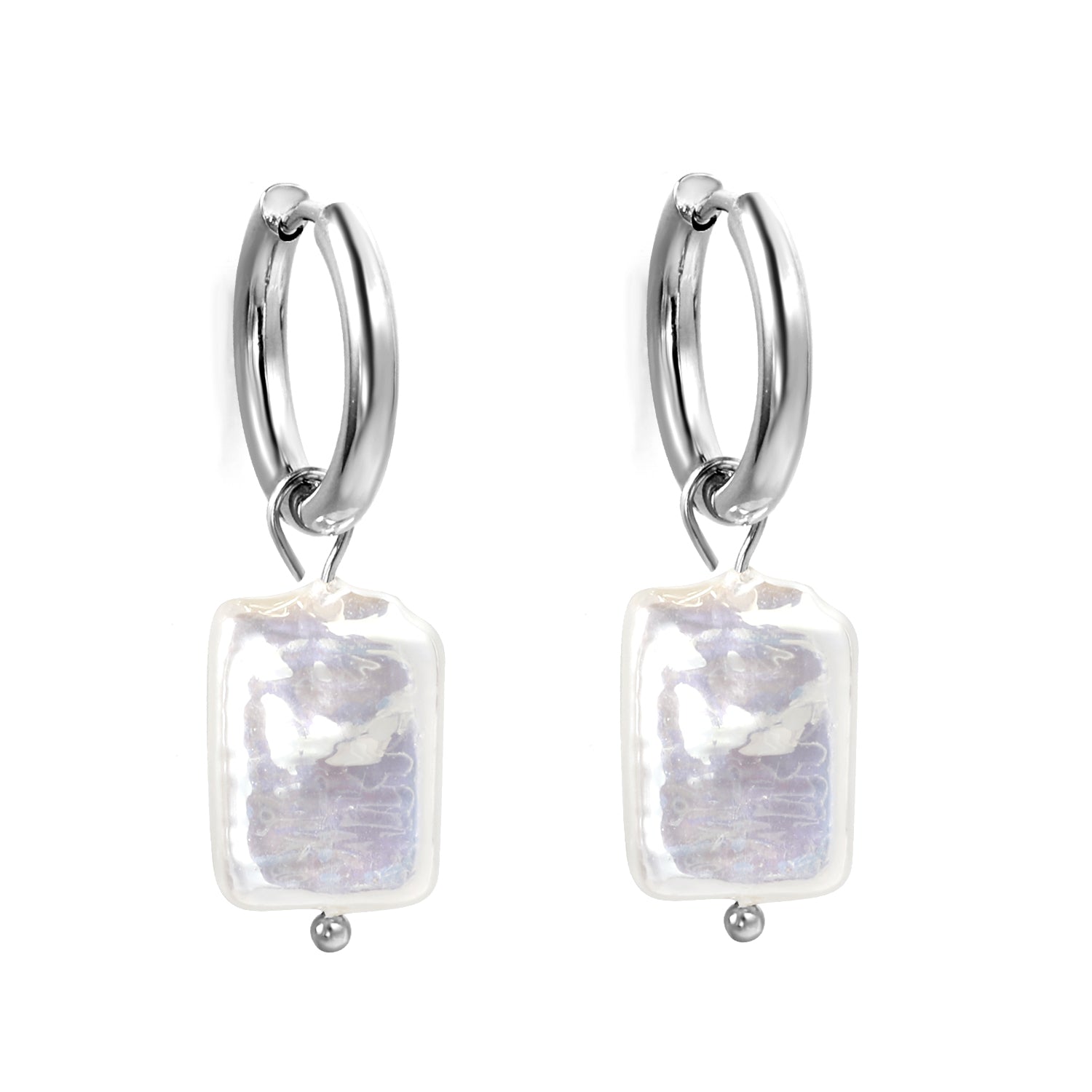 2.7x17.2mm Round with Shaped White Pearls 11*14.6mm Earrings asonjewelry