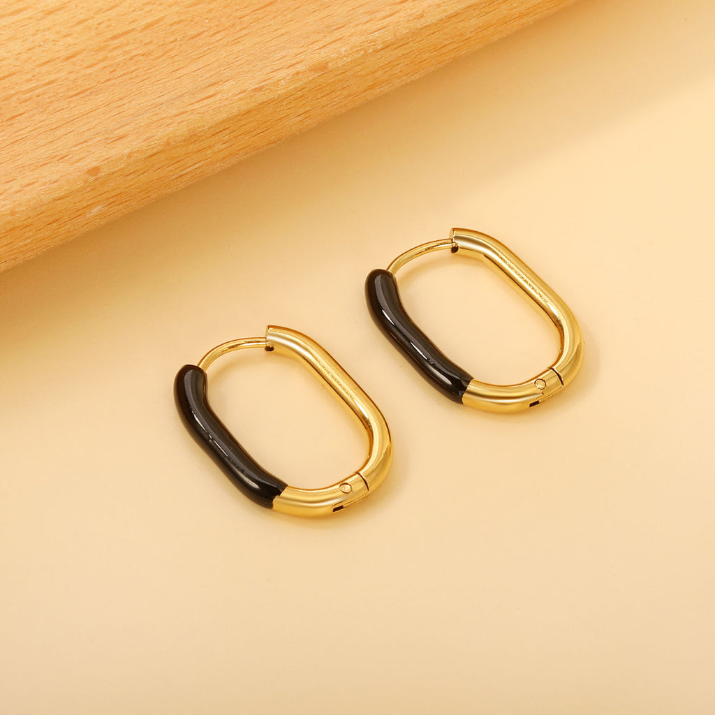 U-Shape Single White/Black/Purple/Pink/Lake Blue Drop Earrings 15.7*20.7*2.5mm