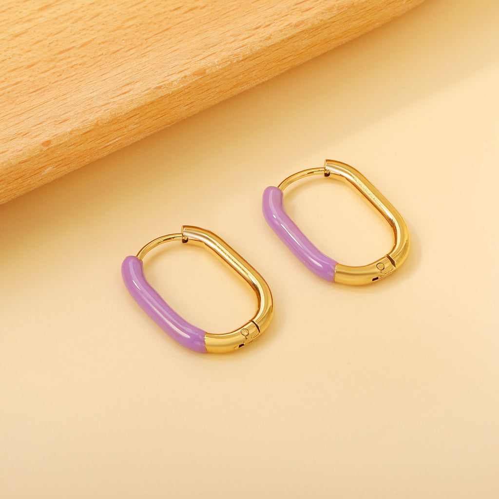 U-Shape Single White/Black/Purple/Pink/Lake Blue Drop Earrings 15.7*20.7*2.5mm