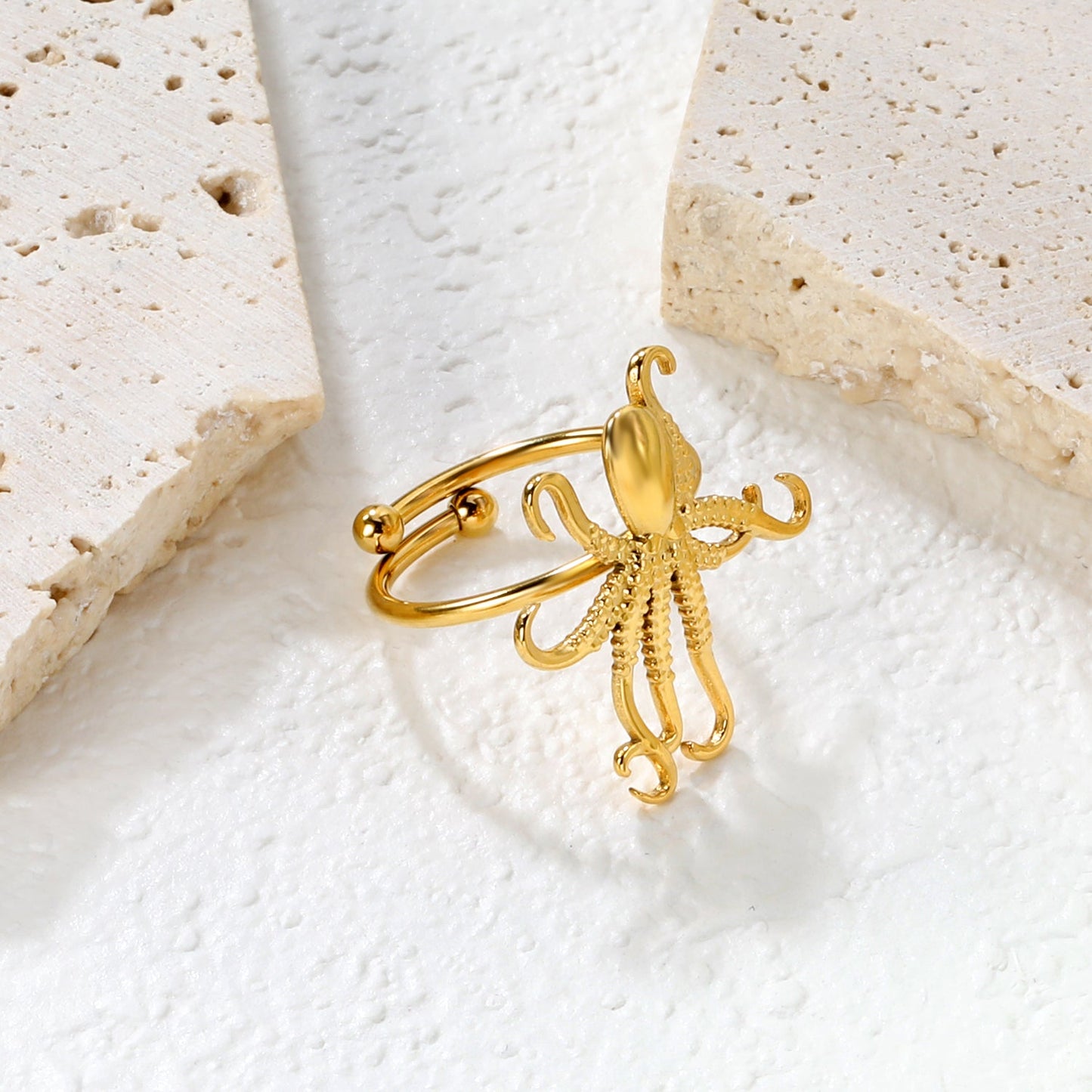 Gold Octopus Open Ring asonjewelry
