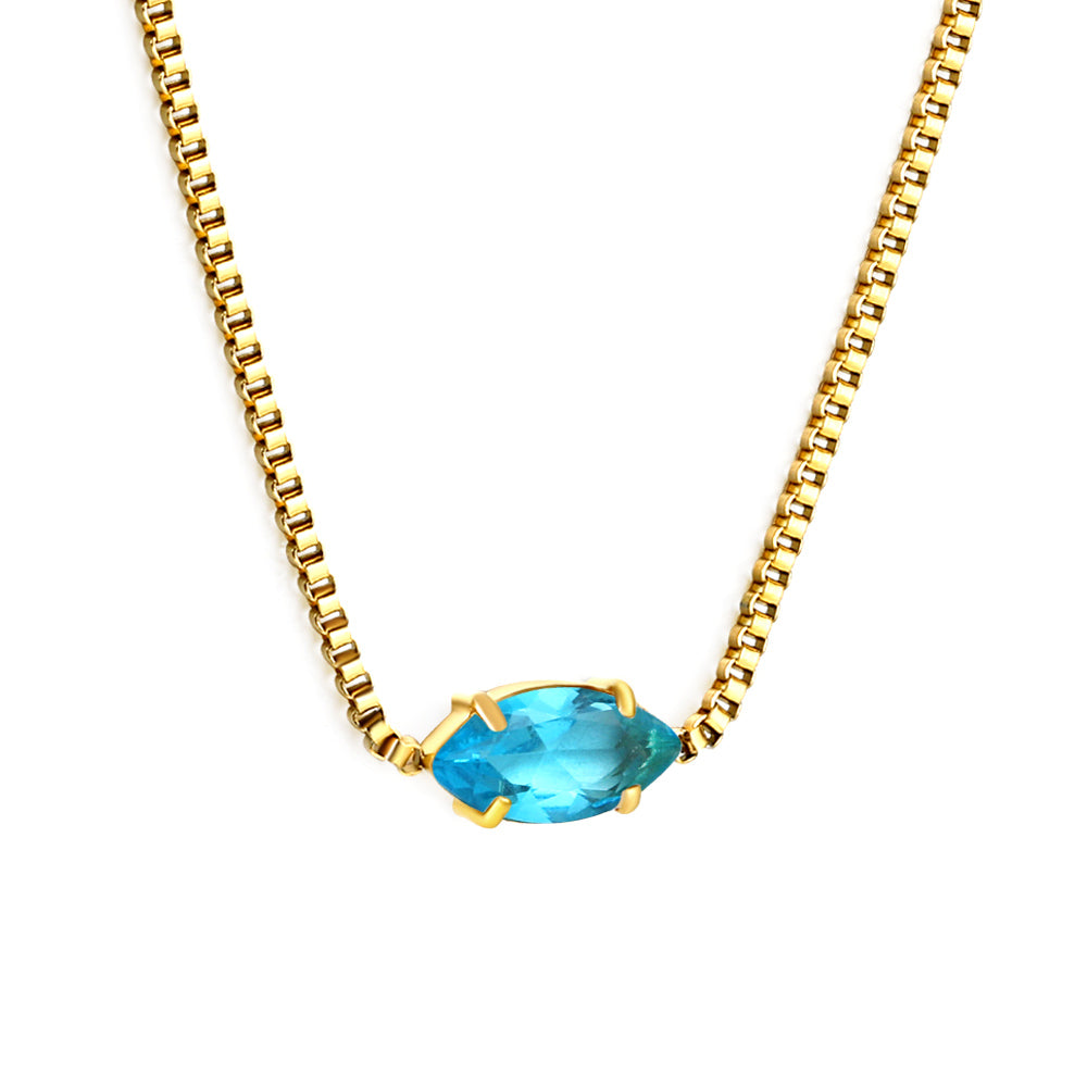 2024 New year 12 different colors diamond pendant necklace 42+5cm asonjewelry