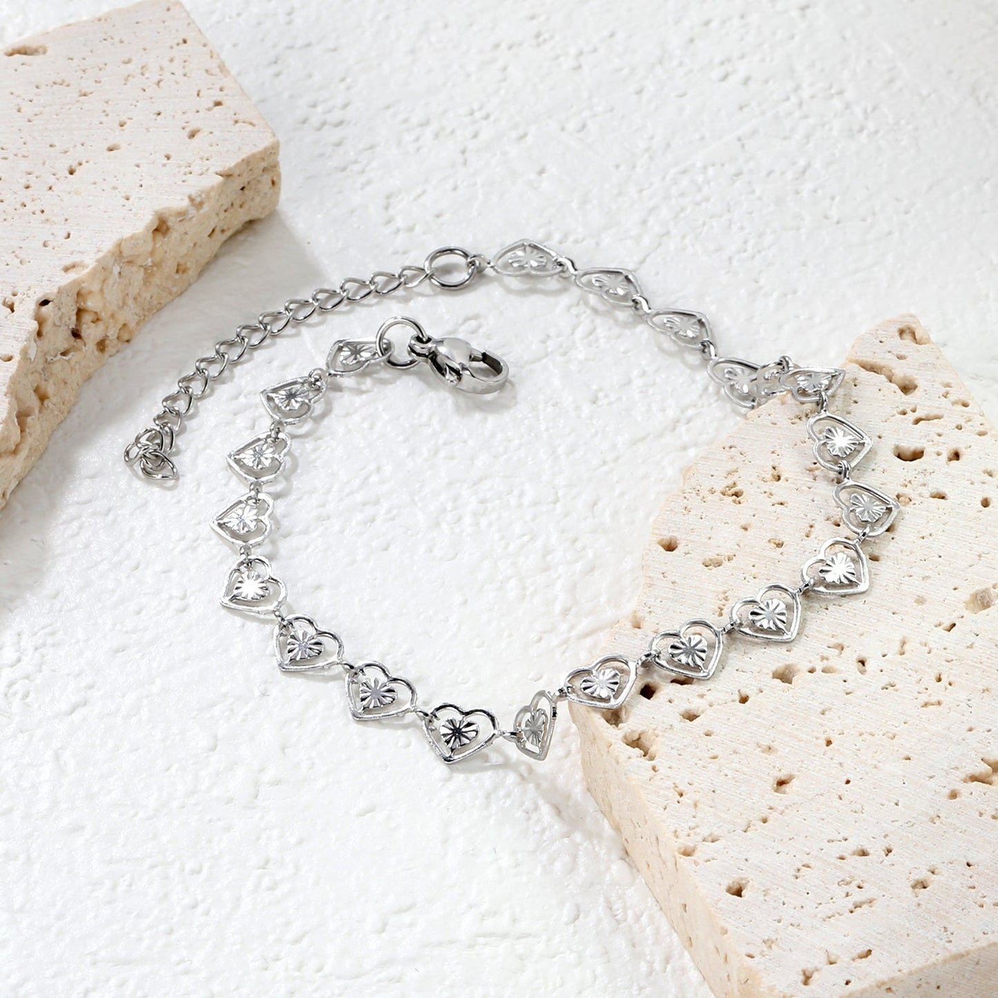 7.4 x 6mm heart-shaped accessory, 20+5cm, bracelet, steel color/gold color asonjewelry