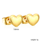 7*6mm heart shaped regular pin earrings steel color/golden