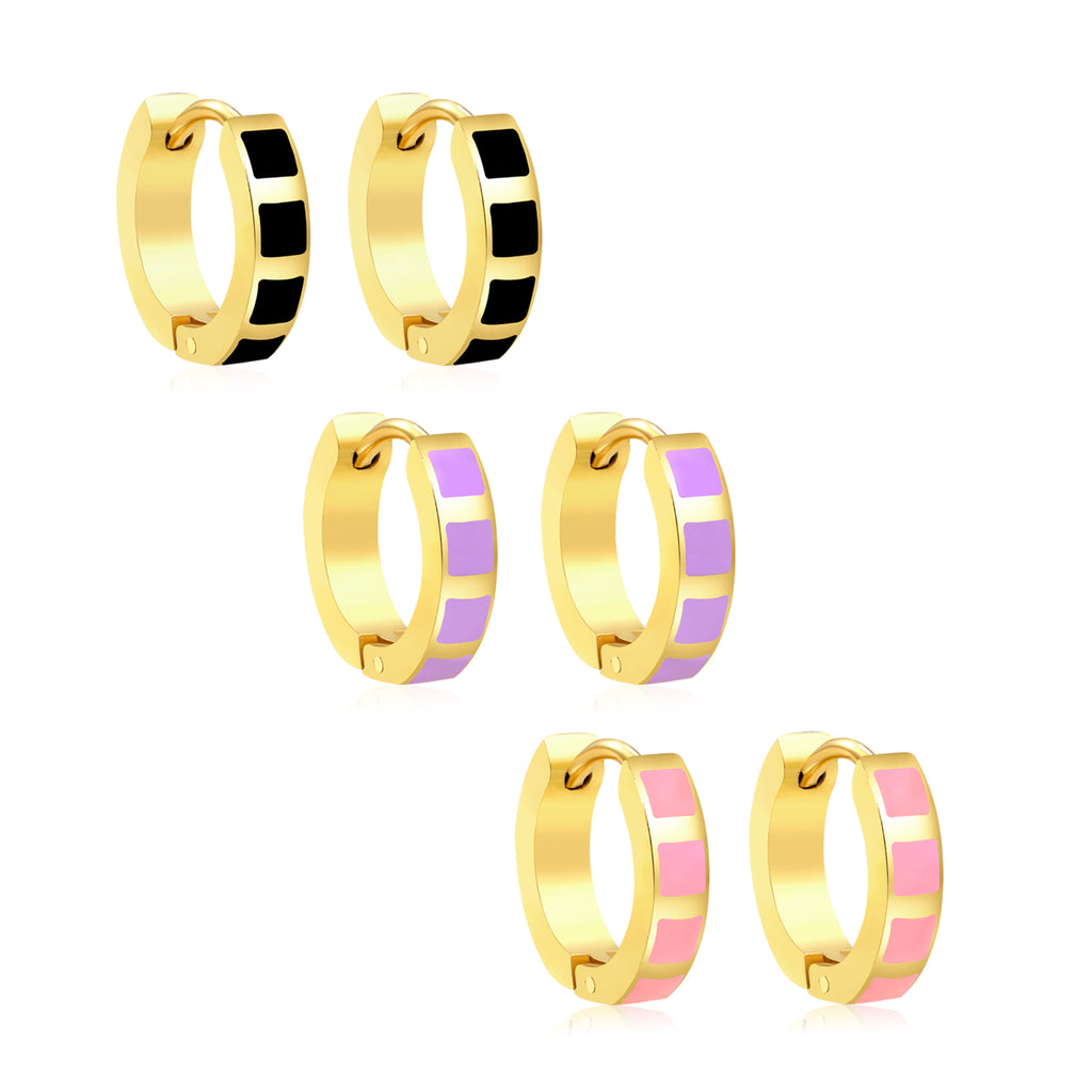 2.9*13.4mm spherical ear clips black oil/purple/pink gold color