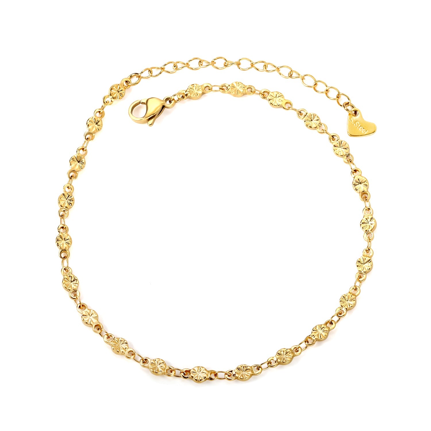 3.6mm embossed round cake accessory anklet 22+6cm asonjewelry